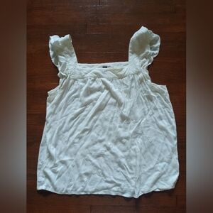 Universal Thread Tank Blouse Cream w/ Ruffles & flower embroidery